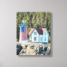 Little River Lighthouse, Maine Wrapped Canvas Afdruk