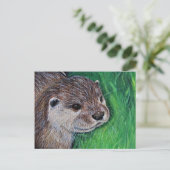 Little River Otter Painting Briefkaart (Staand voorkant)