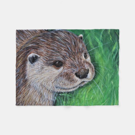 Little River Otter Painting Fleece Deken (Voorkant (Horizontaal))