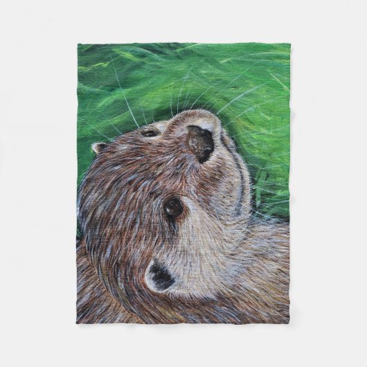 Little River Otter Painting Fleece Deken (Voorkant)