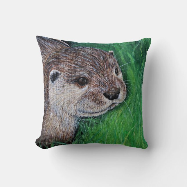 Little River Otter Painting Kussen (Voorkant)