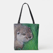 Little River Otter Painting Tote Bag (Achterkant)