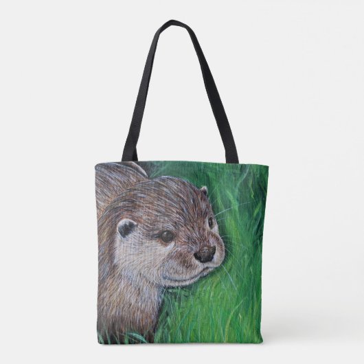 Little River Otter Painting Tote Bag (Achterkant)