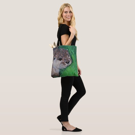 Little River Otter Painting Tote Bag (Op model)