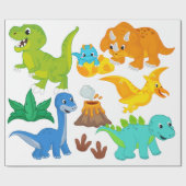 Little Roars Waterverf Baby Dinosaurus Cadeaupapier (Vlak)
