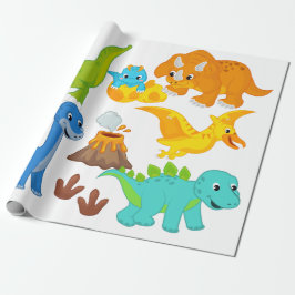 Little Roars Waterverf Baby Dinosaurus Cadeaupapier