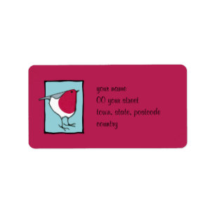 Little Robin Blue Address Label