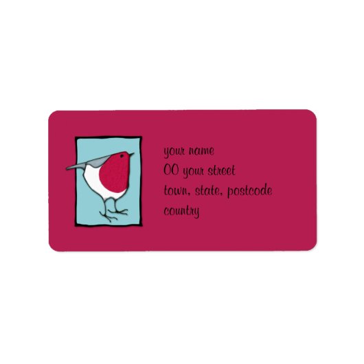 Little Robin Blue Address Label (Voorkant)