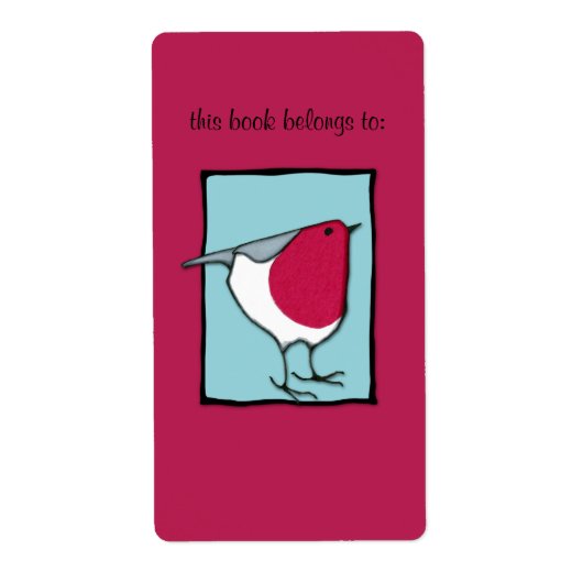 Little Robin blue Bookplate-label Etiket (Voorkant)
