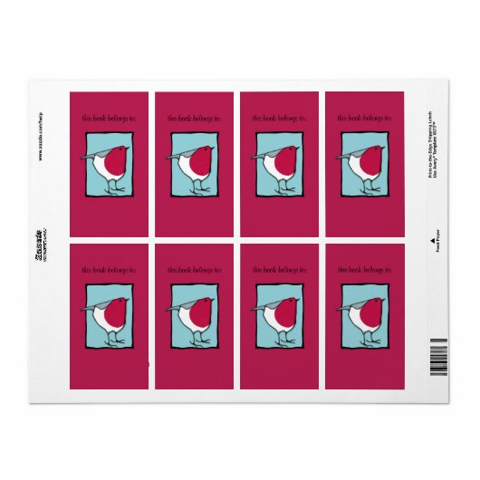 Little Robin blue Bookplate-label Etiket (Full Sheet)