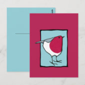 Little Robin blue Briefkaart (Voorkant / Achterkant)