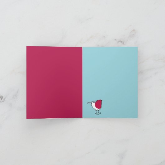 Little Robin blue Note Card Kaart (Binnen)