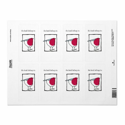 Little Robin Bookplate Label (Full Sheet)