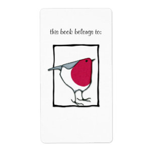 Little Robin Bookplate-label Etiket