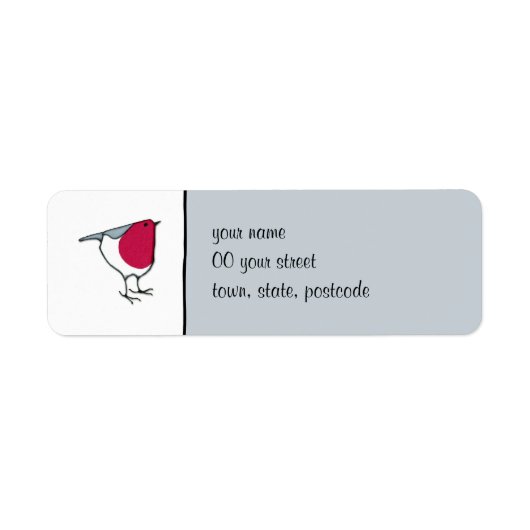 Little Robin Grey Return Address Label (Voorkant)