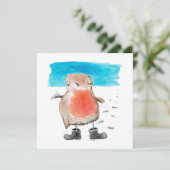 Little Robin met lelies Feestdagenkaart (Staand voorkant)