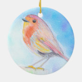 Little Robin Waterverf Painting Keramisch Ornament (Achterkant)