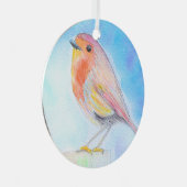 Little Robin Waterverf Painting Metalen Ornament (Voorkant Rechts)
