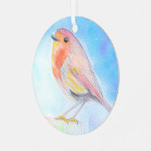 Little Robin Waterverf Painting Metalen Ornament (Voorkant links)