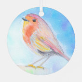Little Robin Waterverf Painting Metalen Ornament (Achterkant)