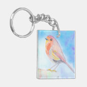 Little Robin Waterverf Painting Sleutelhanger (Voorkant Links)