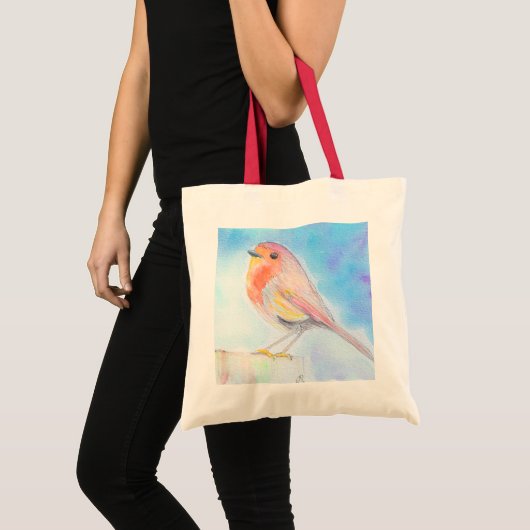 Little Robin Waterverf Painting Tote Bag (Voorkant (product))