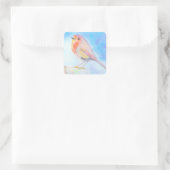 Little Robin Waterverf Painting Vierkante Sticker (Tas)