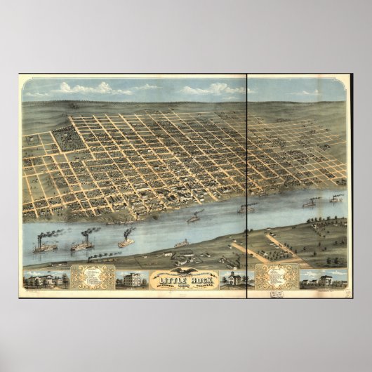 Little Rock Arkansas 1871 Panoramic Map Poster (Voorkant)