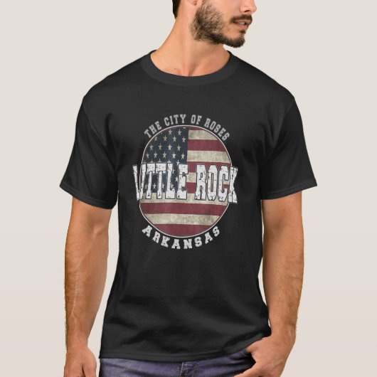 Little Rock Arkansas  Amerikaanse vlag T-shirt (Voorkant)