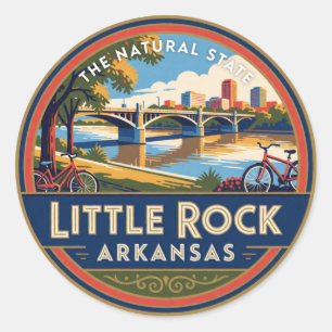 Little Rock Arkansas Hoofdstad Retro Reis Herinner Ronde Sticker