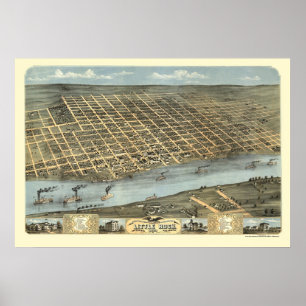 Little Rock, Arkansas Panoramic Map - 1871 Poster
