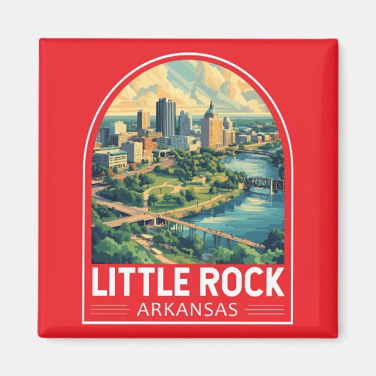 Little Rock Arkansas Reis Kunst Embleem Magneet (Voorkant)