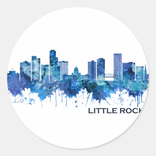 Little Rock Arkansas Skyline Blue Ronde Sticker (Voorkant)