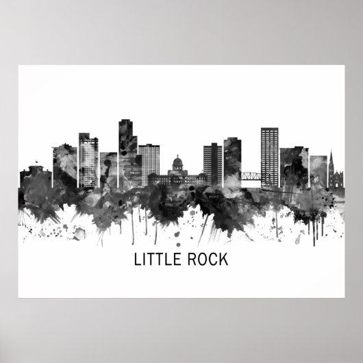Little Rock Arkansas Skyline BW Poster (Voorkant)