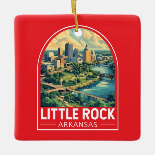 Little Rock Arkansas Travel Art Embleem Keramisch Ornament (Voorkant)