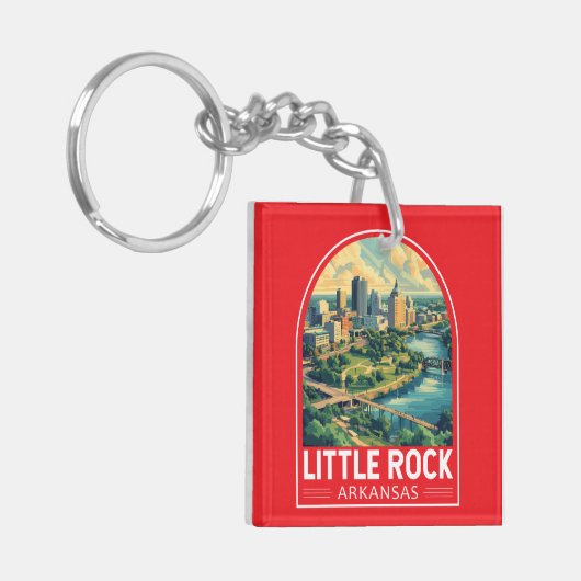 Little Rock Arkansas Travel Art Embleem Sleutelhanger (Voorkant Links)