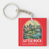 Little Rock Arkansas Travel Art Embleem Sleutelhanger (Voorkant)