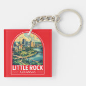 Little Rock Arkansas Travel Art Embleem Sleutelhanger (Achterkant)