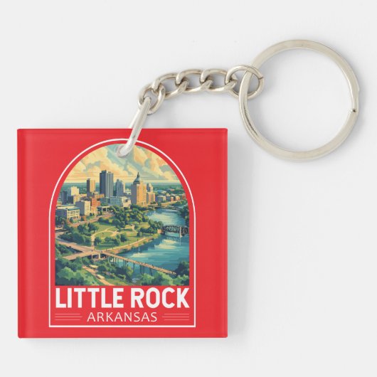Little Rock Arkansas Travel Art Embleem Sleutelhanger (Achterkant)
