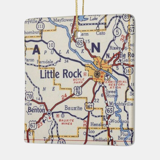 Little Rock  Map Keramisch Ornament (Links)