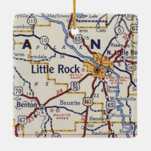 Little Rock Map Keramisch Ornament
