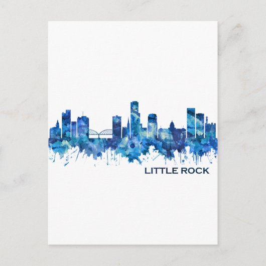 Little Rock Skyline Blue Uitnodiging Briefkaart (Voorkant)