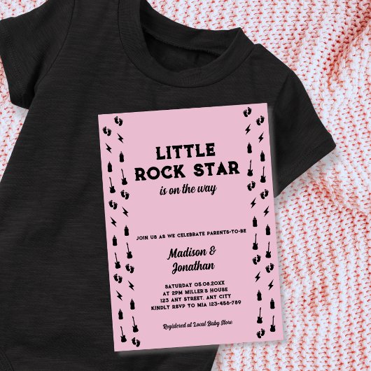 Little Rock Star Gitaar Rock N Roll Baby shower Kaart