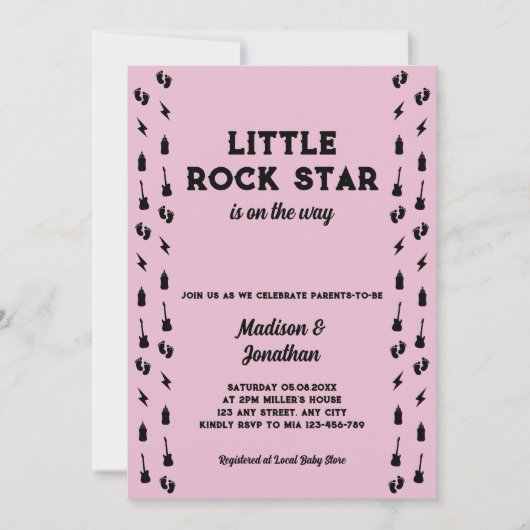 Little Rock Star Gitaar Rock N Roll Baby shower Kaart (Voorkant)
