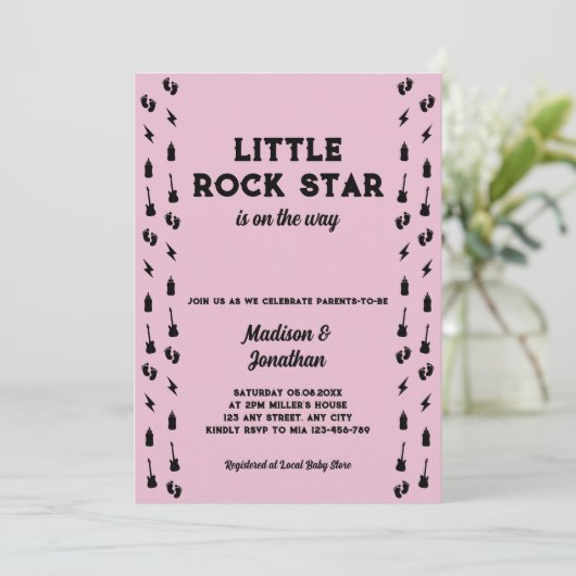 Little Rock Star Gitaar Rock N Roll Baby shower Kaart (Staand voorkant)