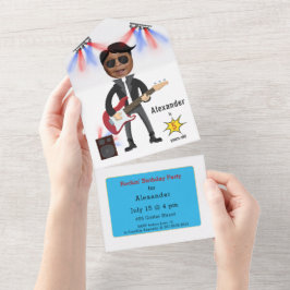 Little Rock Star Kinder 🎸🤣 Gitaarkampioen All In One Uitnodiging