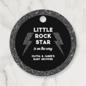 Little Rock Star Zwart Glitter Baby shower Bedankjes Labels (Voorkant)