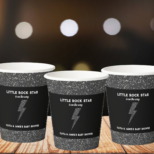 Little Rock Star Zwart Glitter Flash Baby shower Papieren Bekers