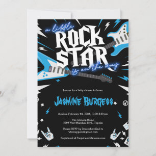 Little Rockstar Baby shower Invitation, gitaar Kaart