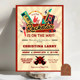 Little Rockstar Boy Baby shower Kaart